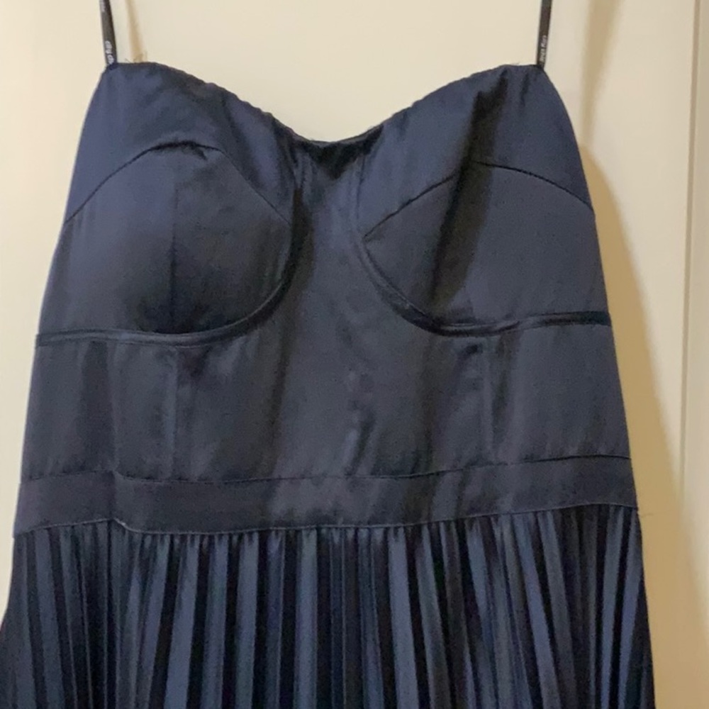 City Chic Maxi Pleat Desire Dress in Navy